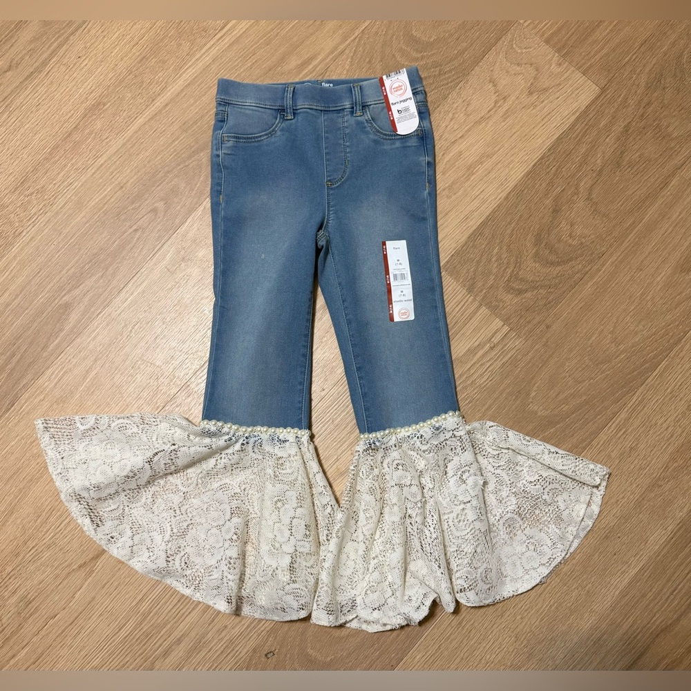 Wonder Nation Denim and Lace Flare Jeans